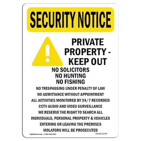 OSHA SECURITY NOTICE, 12 Height, 18 Width, Aluminum